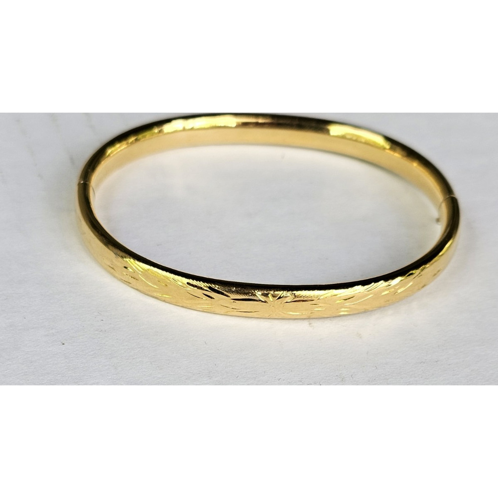 Vintage Monet Bangle Bracelet Etched Leaf Design Gold Tone Everyday Staple